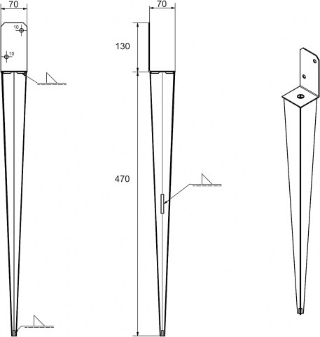 Universal Post Anchor for Impact L, Post Anchor Hot-Dip Galvanised Impact Sleeve Post Anchor Steel Silver 70x600